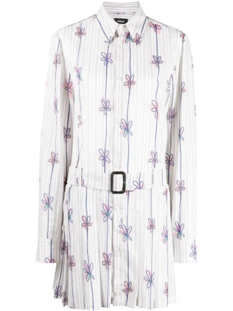EGONlab. floral-print striped shirtdress White DR001B