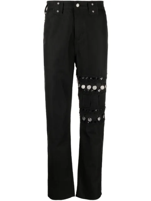 Youths In Balaclava coin-detail straight-leg jeans Black YOU07P104