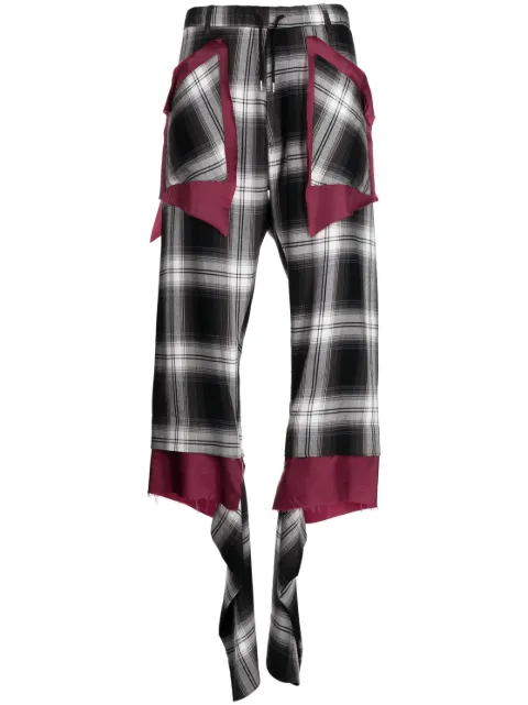 sulvam check-print asymmetric trousers Black SRP10500