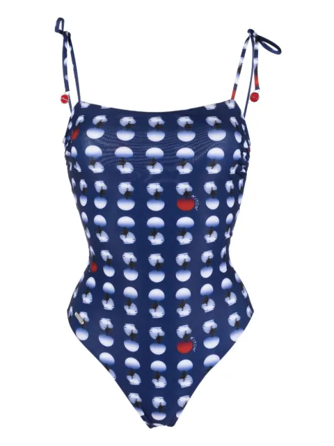 Kiton polka-dot print swimsuit Blue D55780XB653701001
