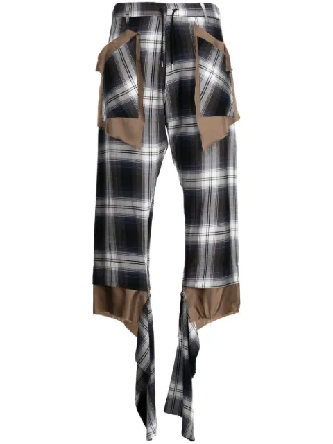 sulvam check-print asymmetric trousers Blue SRP10500