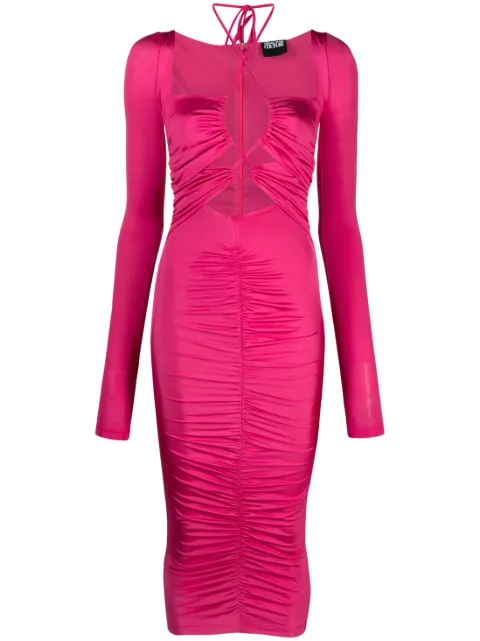 Versace Jeans Couture cut-out lace-up midi dress Pink 74HAO922J0049