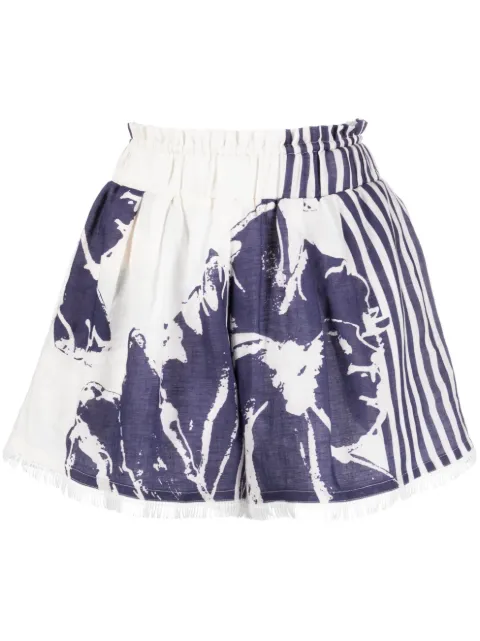 Silvia Tcherassi floral-print striped cotton shorts Blue ST230425