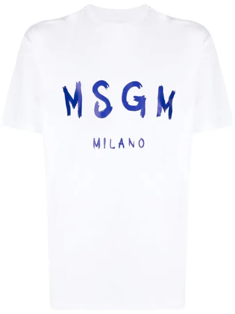 MSGM logo-print cotton T-Shirt White 3440MM51023700201C