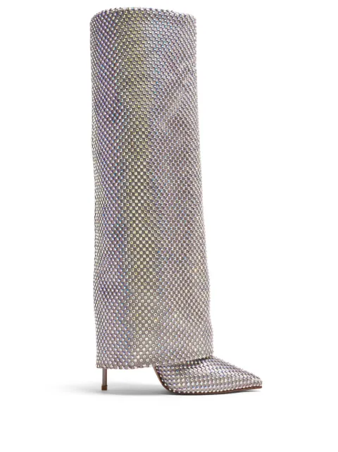 Le Silla Gilda 120mm crystal-embellished knee-high boots Silver 2284A100R1PPSAS