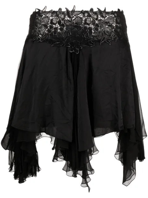 Versace asymmetric lace-waistband skirt Black 10100261A06931