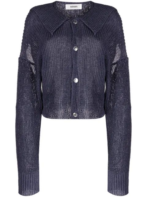 sulvam slit-detail cotton cardigan Blue SRK08870