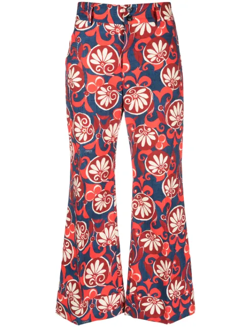 La DoubleJ Hendrix floral-print cotton trousers Blue TRO0014COT005MOO01BU06