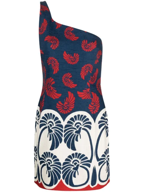 La DoubleJ Palmetto Placée-print minidress Blue DRE0544COT005PIG01BU06