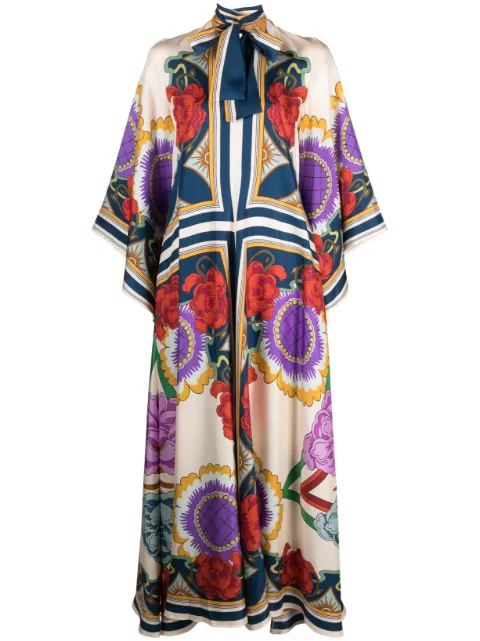 La DoubleJ Magnifico floral-print maxi dress Neutrals DRE0232SIL006LRT01OR04