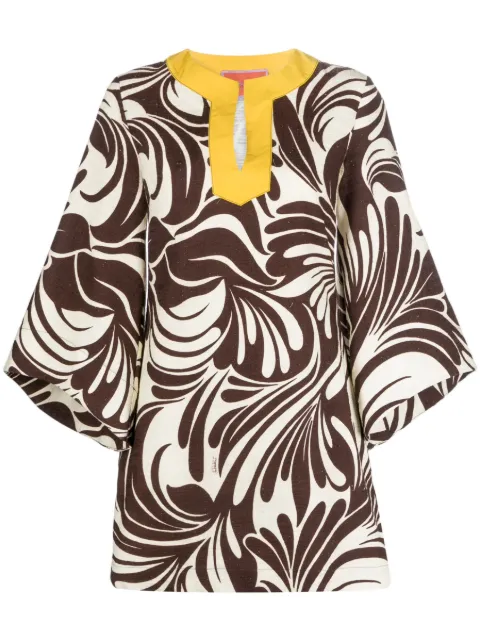 La DoubleJ The Kaftan Mini printed dress Brown DRE0550COT005WAT01BR07