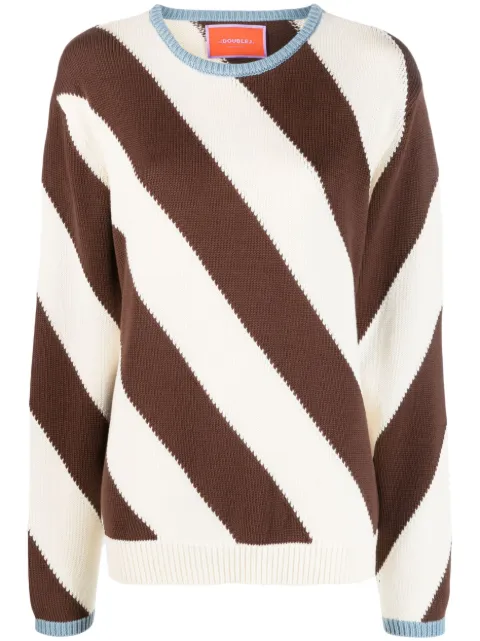 La DoubleJ Veneziana striped cotton jumper Brown PUL0154KNI086VA176BR07