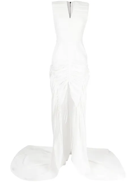 Maticevski Totem gathered long gown White GO5106