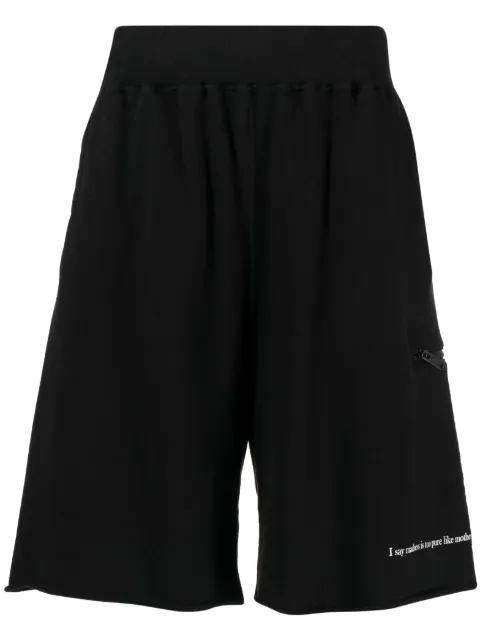 Undercover slogan-print cotton track shorts Black UC1C45131