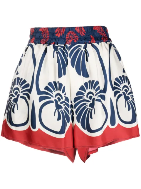 La DoubleJ Palmetto-print silk shorts Neutrals TRO0059SIL001PIG01BU06