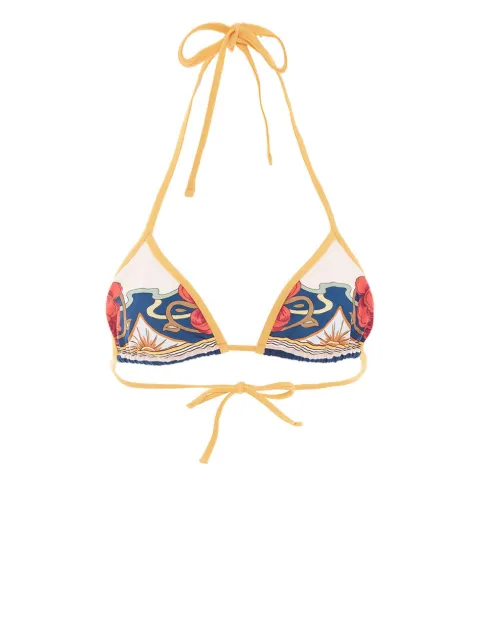 La DoubleJ tropical-print bikini top Neutrals SWI0032LYC003LRT01WH04