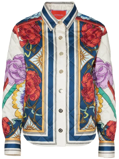 La DoubleJ Edie floral-print quilted jacket White JAC0068POL002LRT01WH04