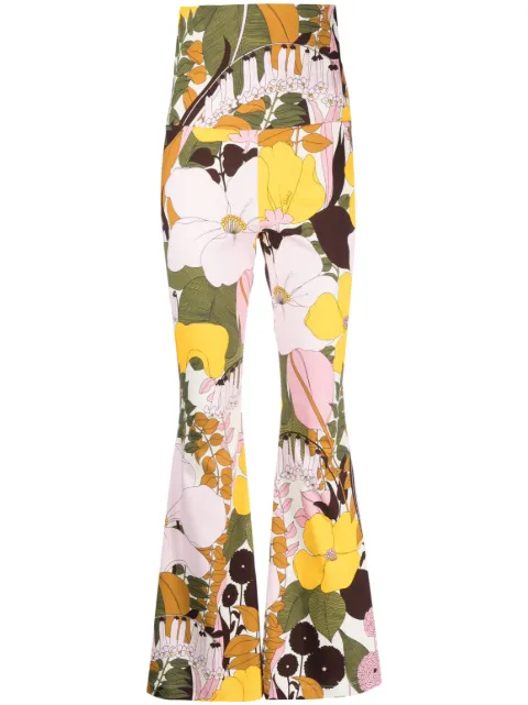 La DoubleJ floral-print flared trousers Pink TRO0055INT001BFL03PI01