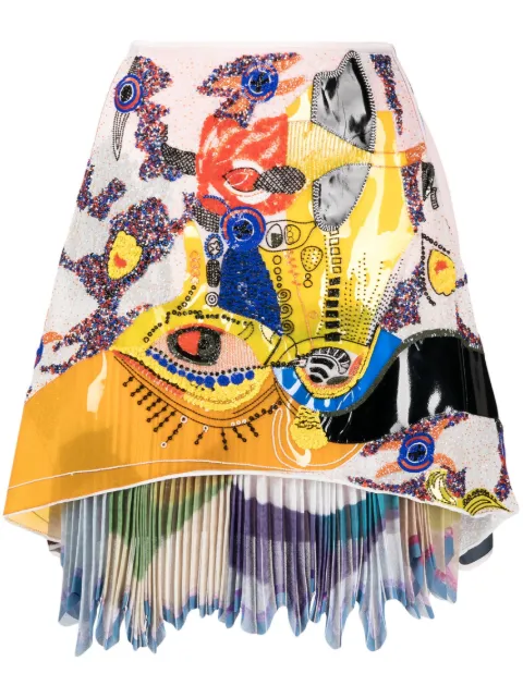 Maticevski appliqué-detail printed skirt Multicolour SK5118