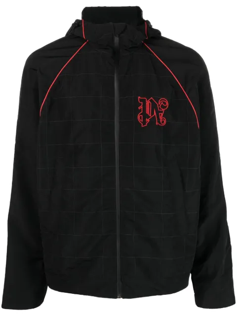 Palm Angels logo-embroidered shell jacket Black PMEA257T23FAB0011025