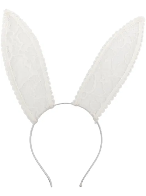 Fleur Du Mal bunny-ears lace headband White AC00380300