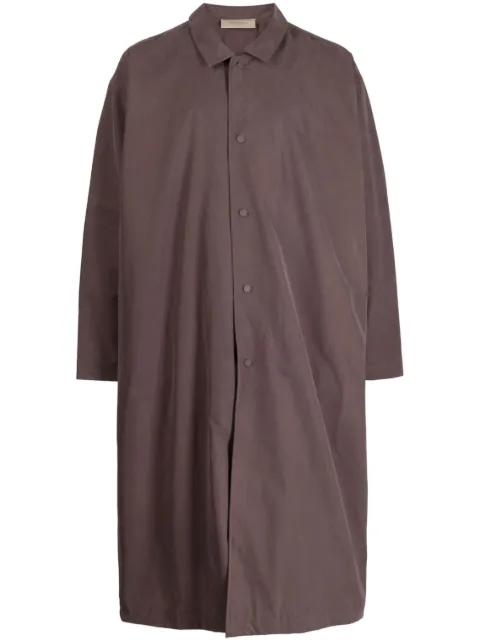 FEAR OF GOD ESSENTIALS twill-weave single-breasted coat Brown 202BT224005F