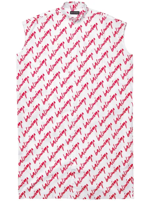 Balenciaga logo-print shirt dress White 576677TOLE7