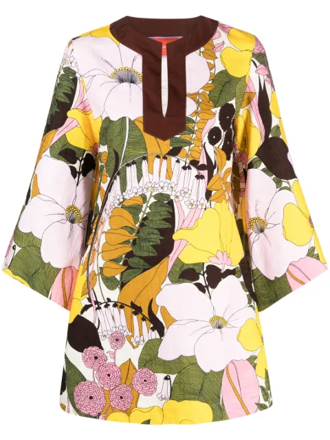 La DoubleJ The Kaftan Mini floral-print dress Pink DRE0550COT005BFL03PI01