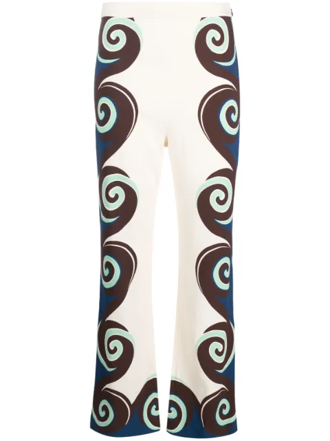 La DoubleJ Stretch geometric-print trousers Neutrals TRO0054VIS011STU01WH04