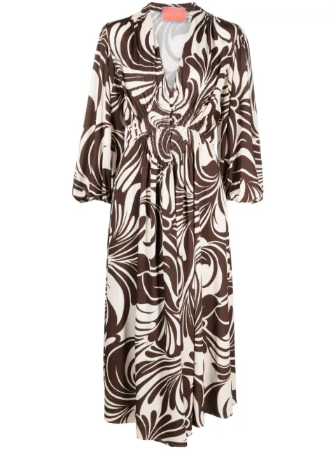 La DoubleJ Camerino Watermarble-print maxi dress Brown DRE0559JER027WAT01BR07