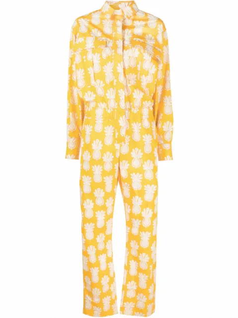 La DoubleJ pineapple-print cotton jumpsuit Yellow DRE0489COT039PNP20YE02