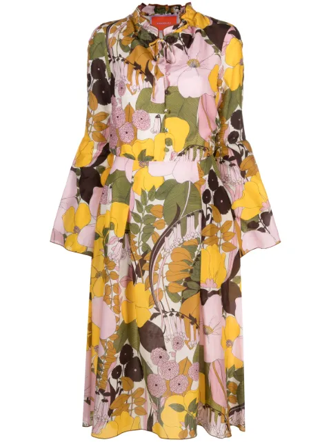 La DoubleJ Casanova floral-print midi dress Pink DRE0543SIL010BFL03PI01