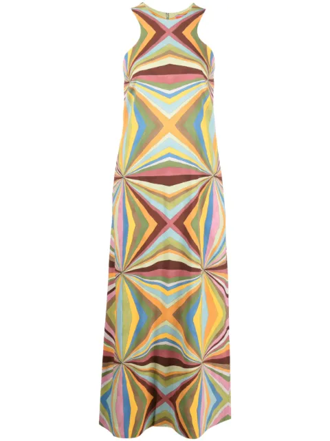 La DoubleJ Racer geometric-print maxi dress Green DRE0344VIS011RNB01MU01