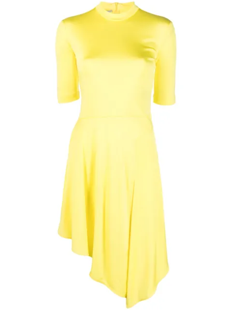 Stella McCartney half-sleeve asymmetric-hem dress Yellow 6A01863BU359