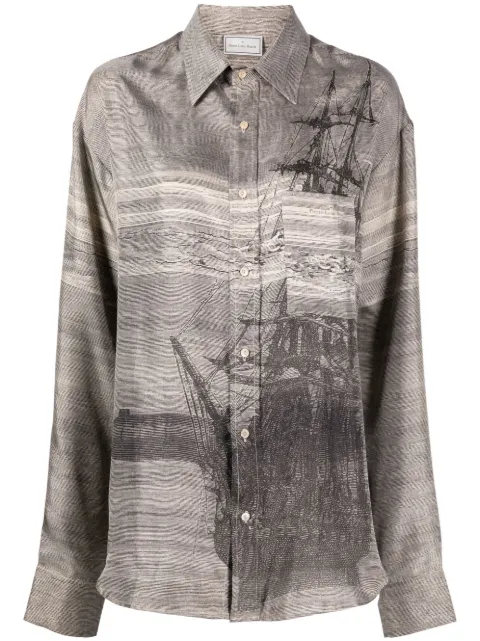 Pierre-Louis Mascia graphic-print long-sleeve shirt Grey ALOEGOTSSCML11681507645