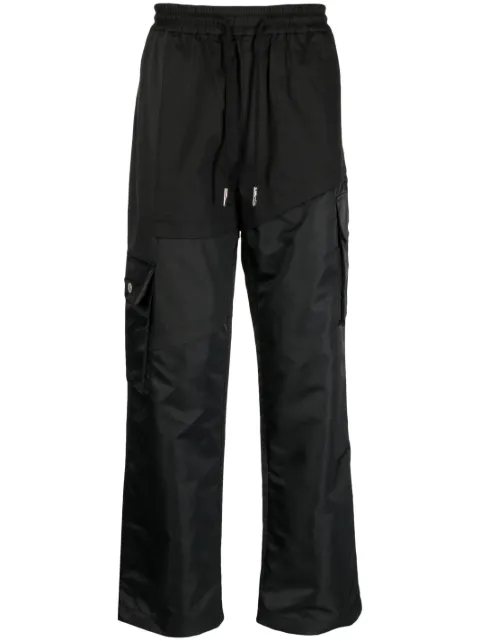 Feng Chen Wang panelled drawstring wide-leg trousers Black FMS15TR27B