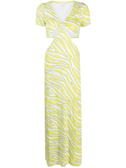 Michael Michael Kors zebra-print cut-out maxi dress Green MS381JV8H1