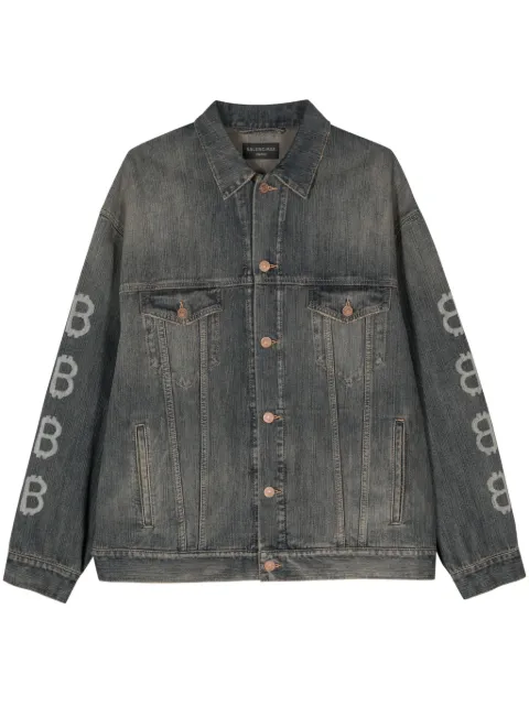 Balenciaga logo-print denim jacket Blue 750983TNW65