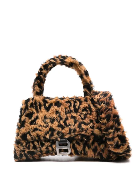 Balenciaga small Hourglass faux-fur mini bag Brown 6763652AAJH