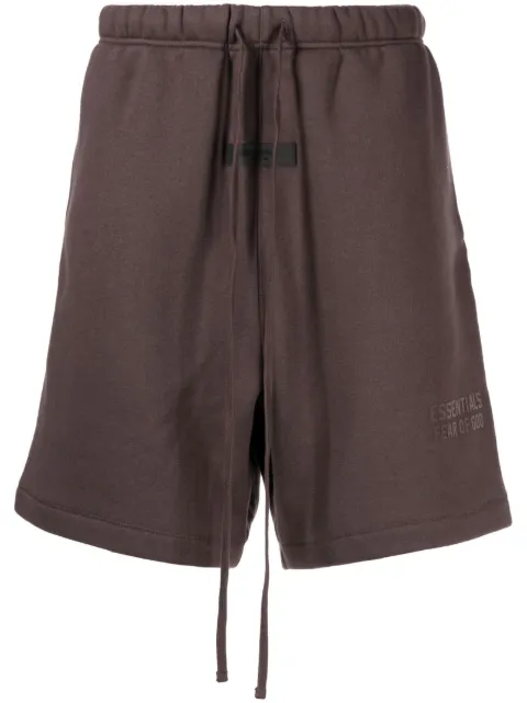 FEAR OF GOD ESSENTIALS logo-patch track shorts Brown 160BT222005F