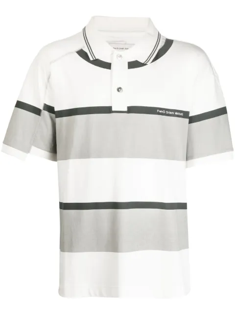 Feng Chen Wang striped cotton polo shirt White FUS15PL02