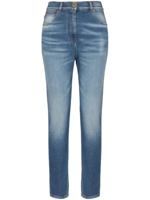 Balmain logo-plaque slim-cut jeans Blue BF1MG006DD64