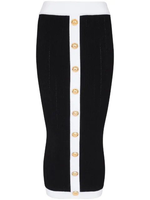 Balmain buttoned knit midi skirt Black BF1LD066KF01