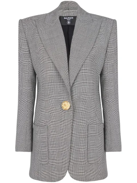 Balmain single-breasted wool blazer Grey BF1SF040WB85