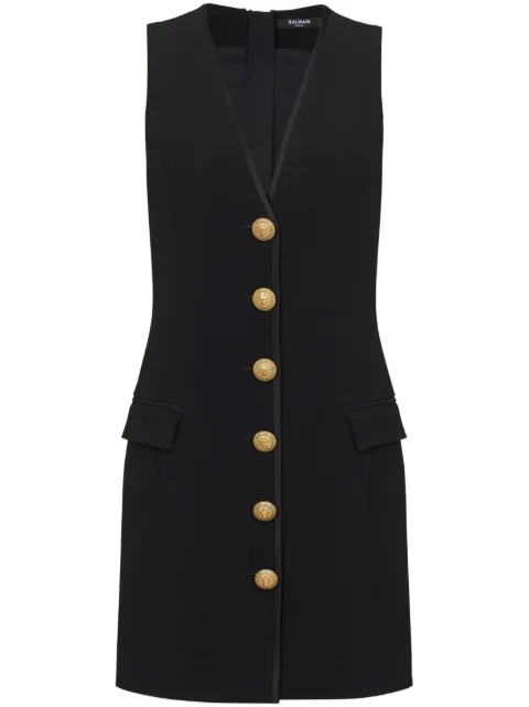 Balmain V-neck button-front minidress Black BF1R5534MB01