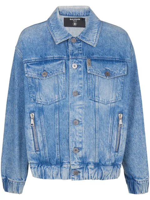 Balmain 70s logo-patch denim jacket Blue BH1TC251DD53