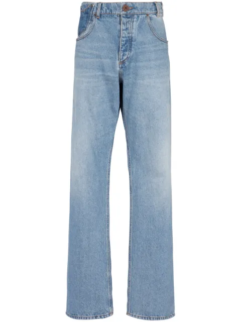 Balmain contrast-pocket wide-leg jeans Blue BH1ML062DD65