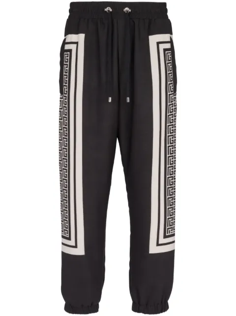 Balmain monogram-scarf drawstring track pants Black BH1PO060XG26
