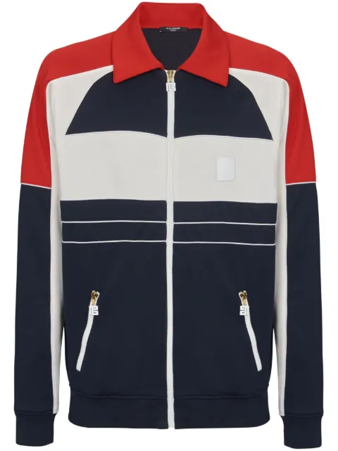 Balmain logo-badge track jacket Blue BH1TF435JG70