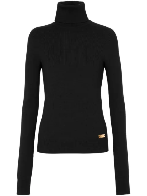 Balmain logo-plaque wool jumper Black BF1KH035KE93